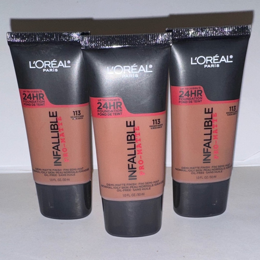 x3 113 BROWN SUEDE ~ L'Oreal INFALLIBLE Pro-Matte Foundation Makeup ~ Demi-Matte